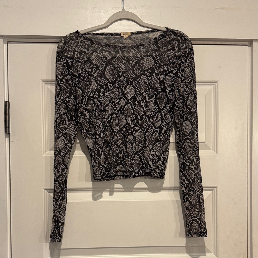 Garage Black and Gray Snake Print Blouse
